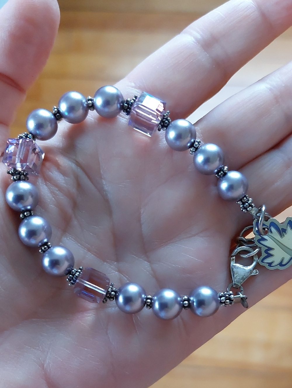 🌸5/$25 Mauve Faux Glass Pearl Bead Bracelet Purple
